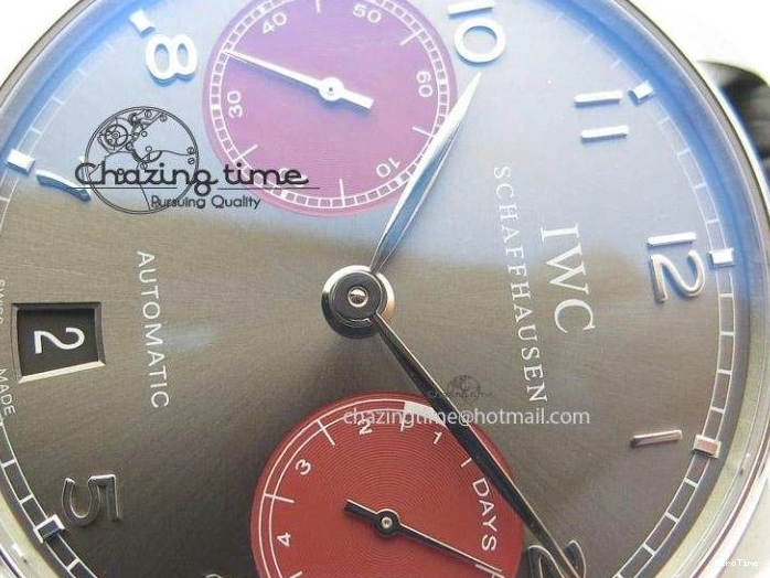 MIROTIME 0209 Portuguese Real PR IW500126 ZF 1:1 Best Edition Grey Red Dial On Black Leather Strap A52010 V Resilient 7333